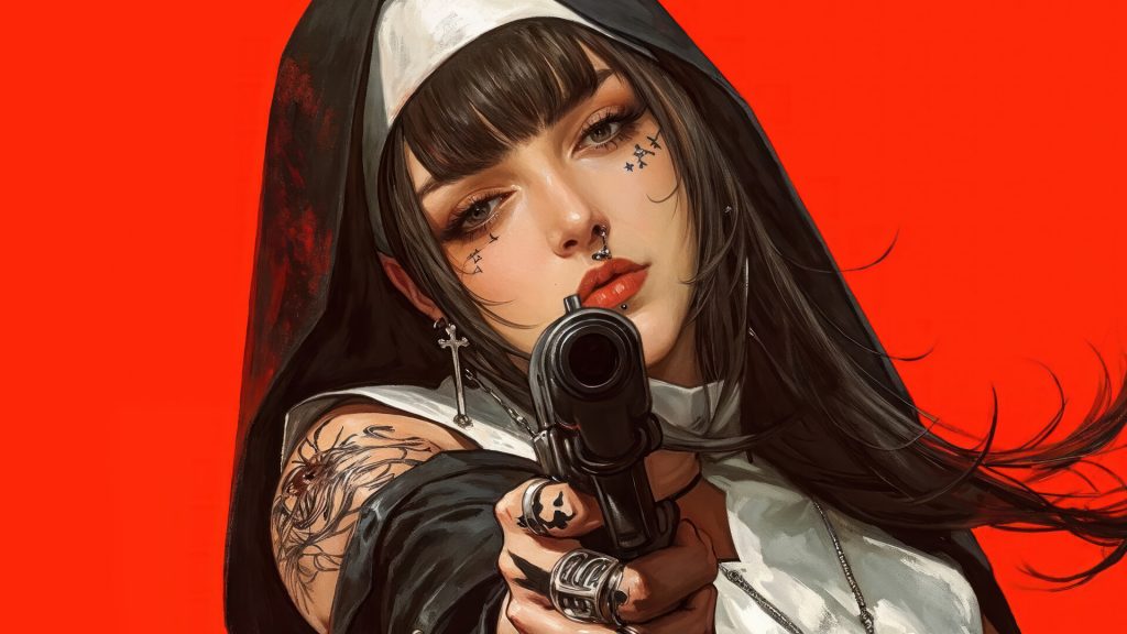 nun-with-a-gun-anime-girl--hd-wallpaper-1080